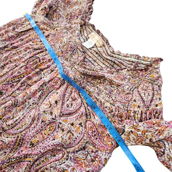 Bohemian Paisley Smocked Womens Tunic Top By Band Of Gypsies Rayon size Small - Picture 5 of 7